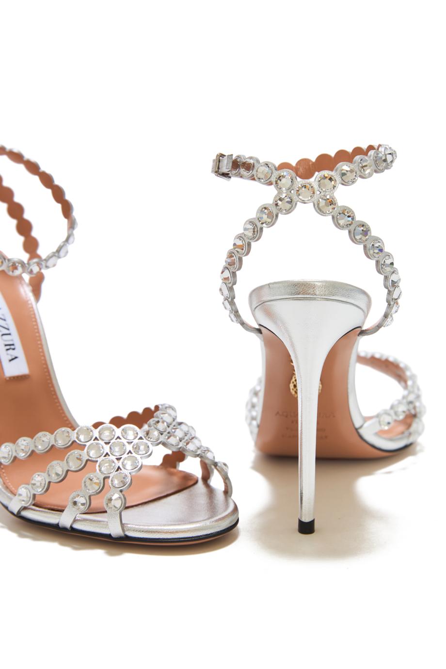 Tequila 105 embellished leather sandals in silver