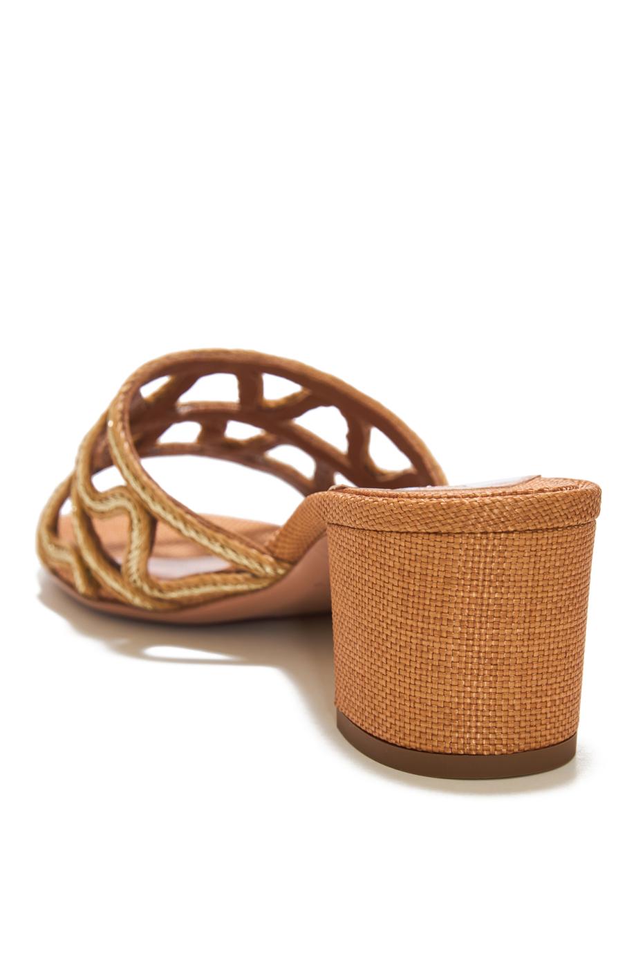 Manuas 50 raffia and leather sandals in cognac 