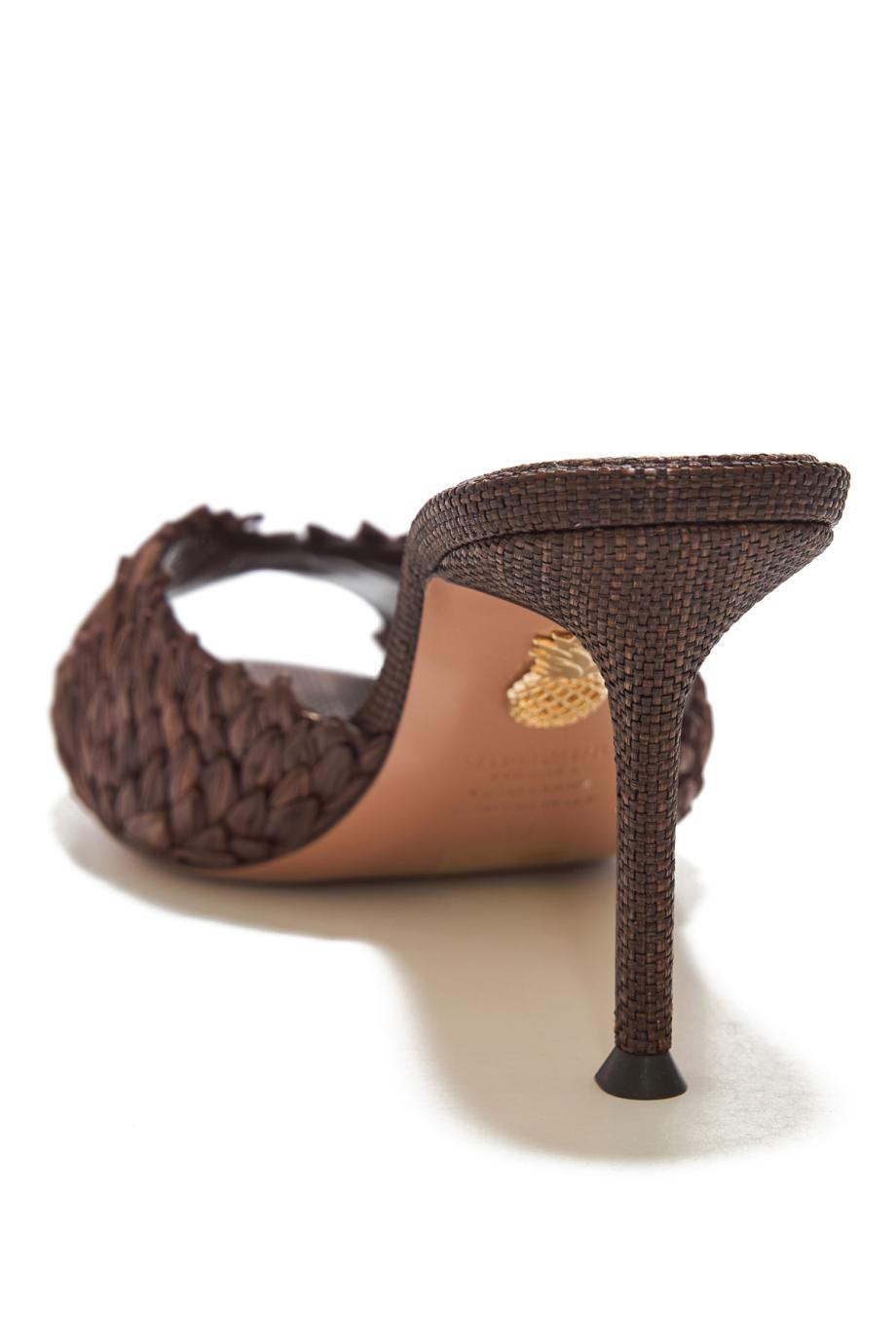 Rio Flirt 75 raffia mules in chocolate