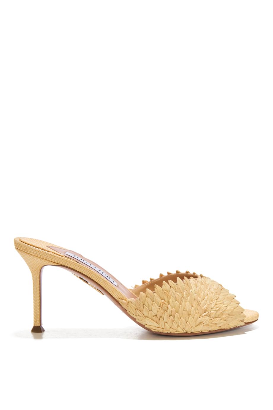 Rio Flirt 75 raffia mules in natural