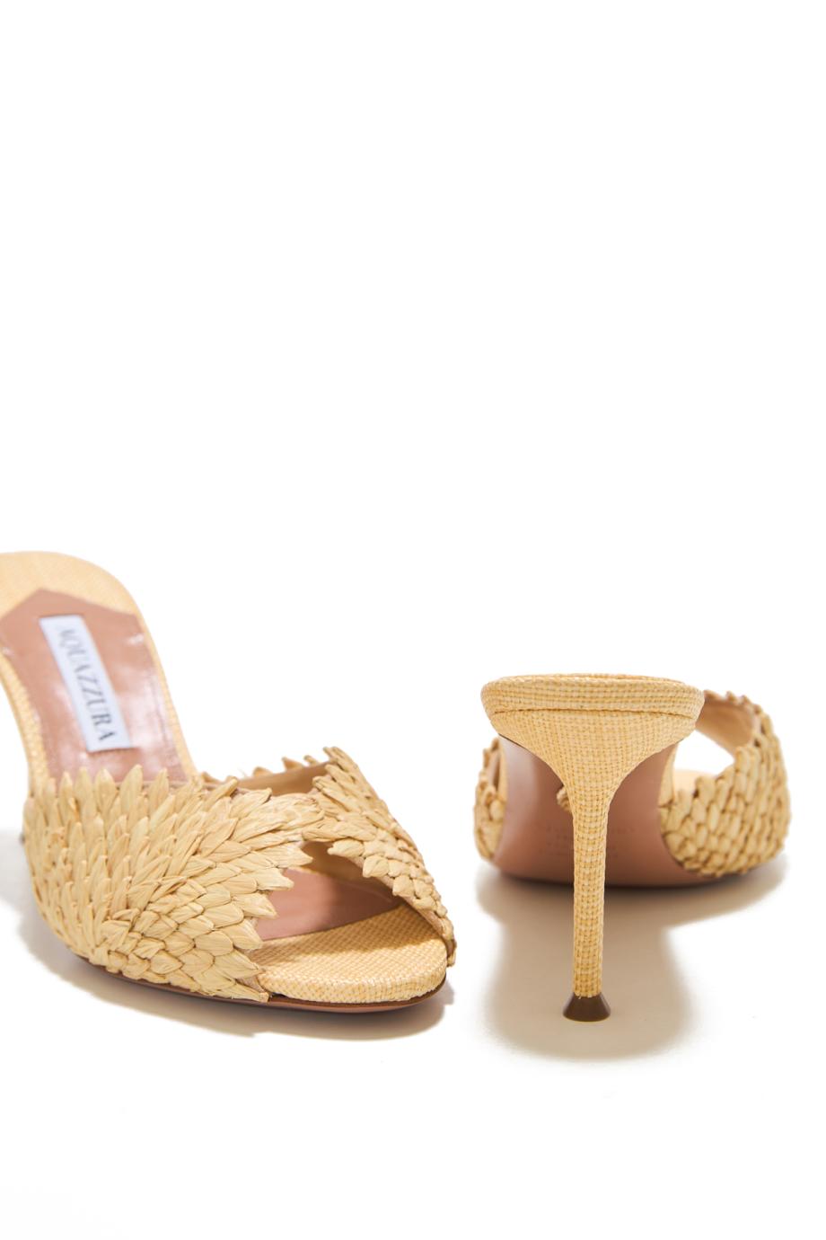 Rio Flirt 75 raffia mules in natural