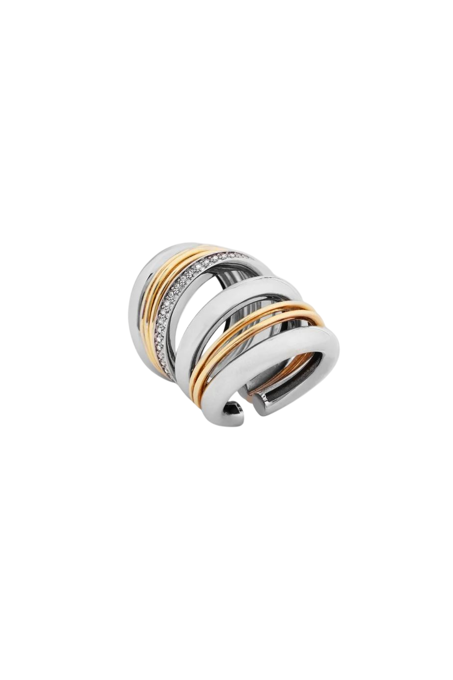 Boucle D'oreil embellished ring in gold and silver
