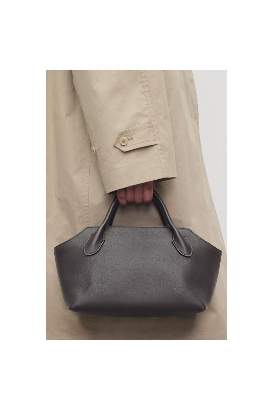 Terrasse leather tote in dark brown 