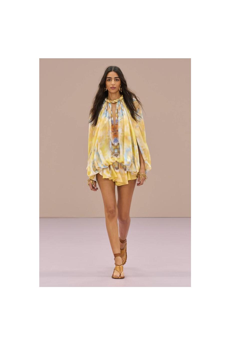 Alchemy Twist Billow printed silk blouse in citrus 