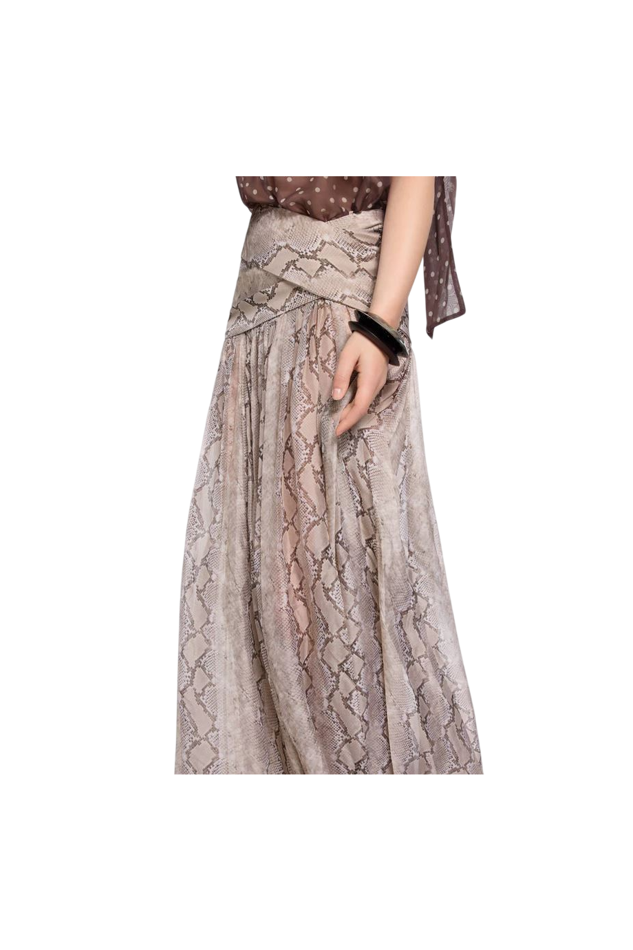 Printed silk-chiffon maxi skirt in python