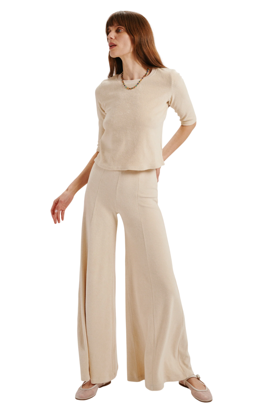 Corfu cotton-blend terry sweater in ivory