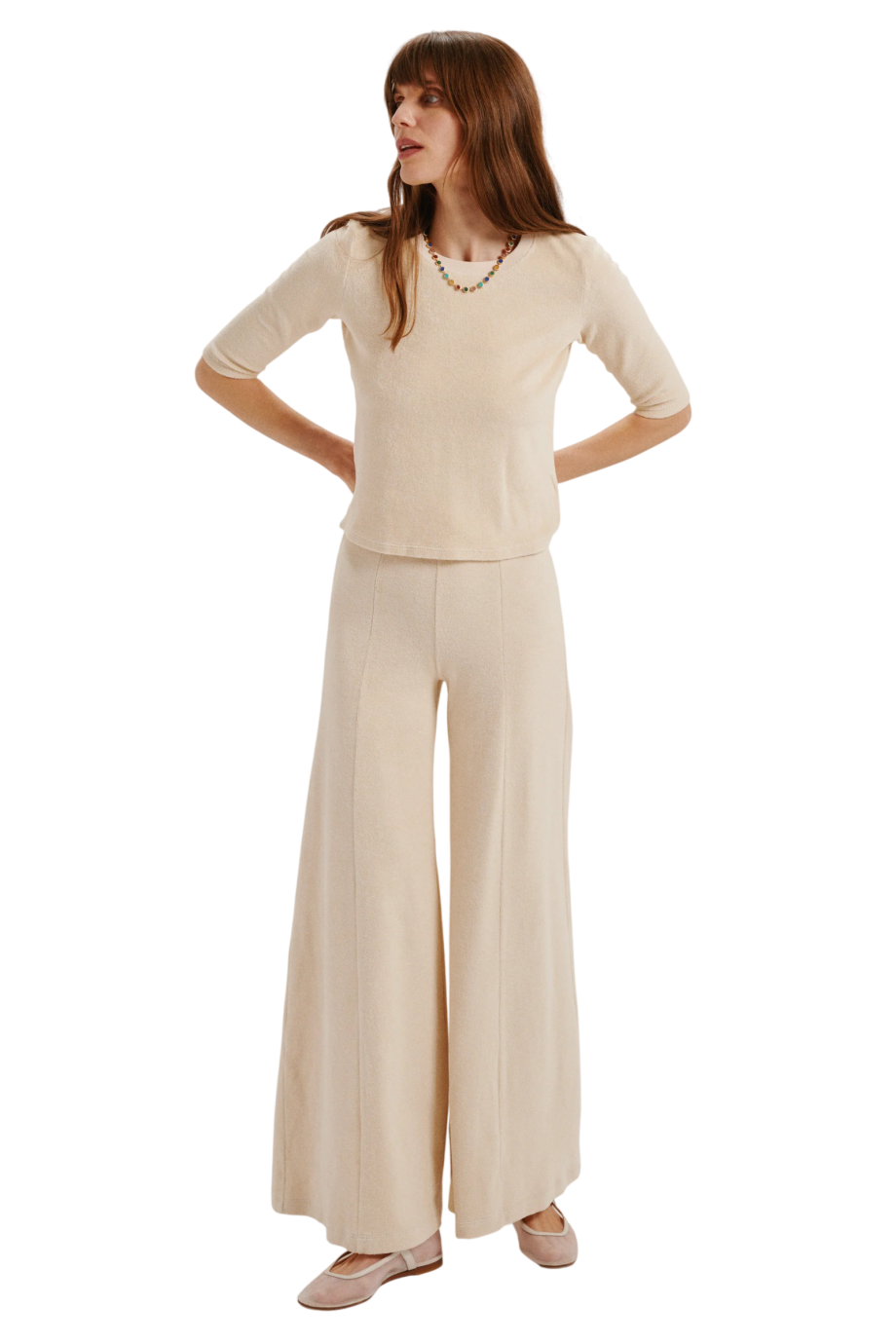 Corfu cotton-blend terry sweater in ivory