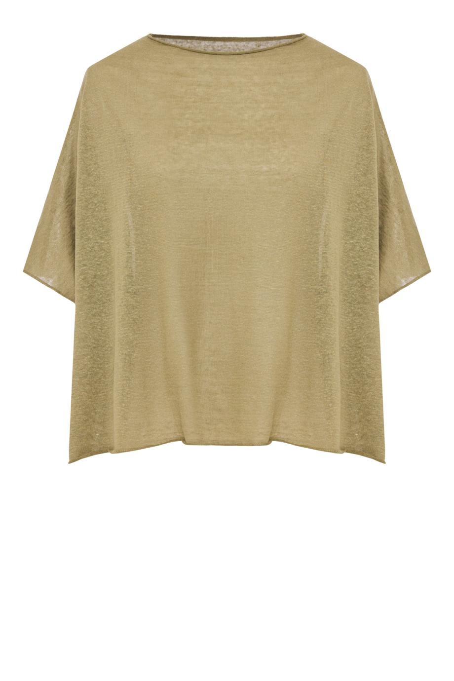 Linen-blend T-shirt in khaki 