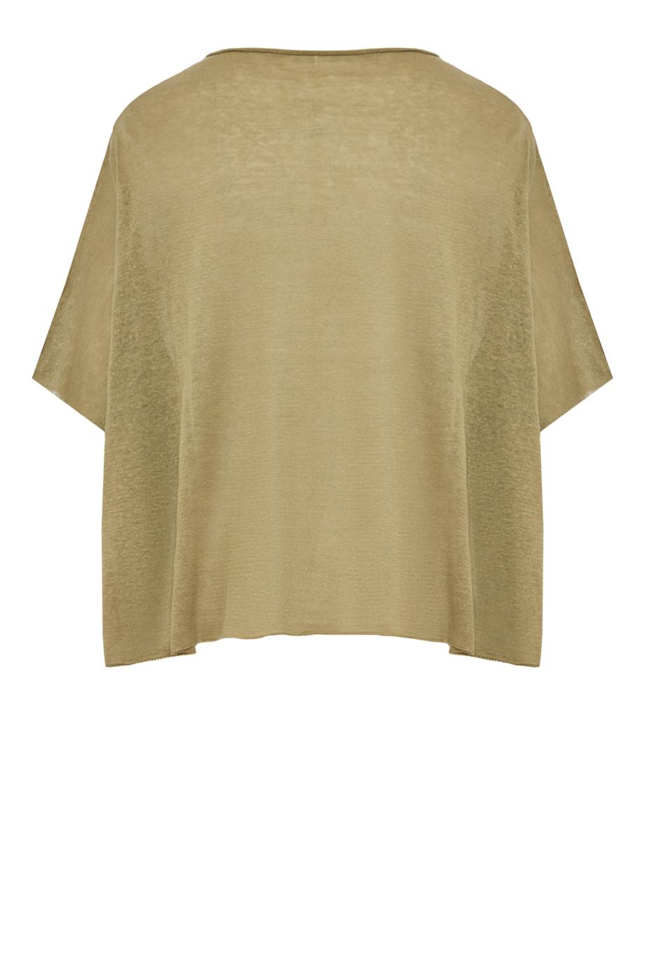 Linen-blend T-shirt in khaki 