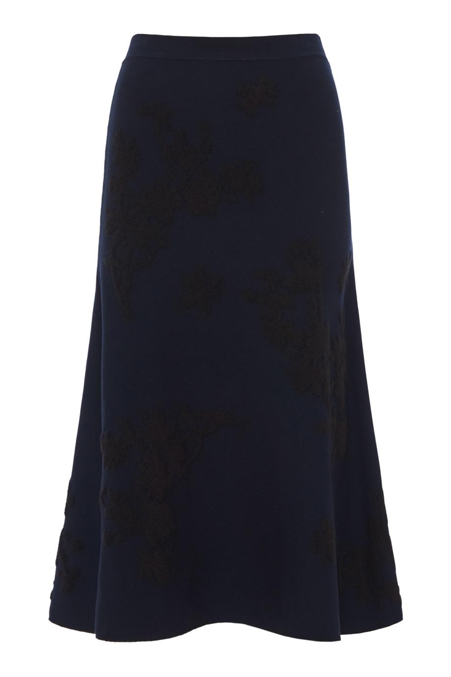 Jacquard knitted midi skirt in navy