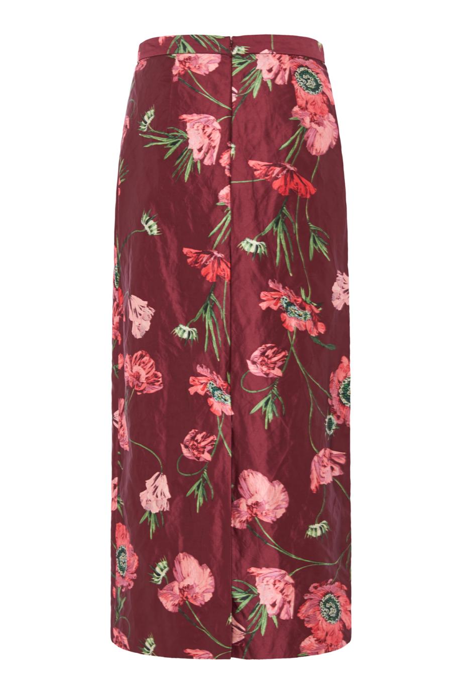 Textured satin midi skirt in ruby red