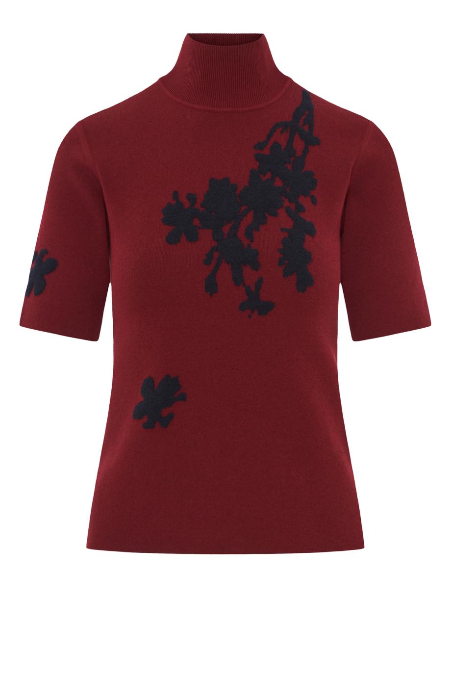 Jacquard-knit top in bordeux