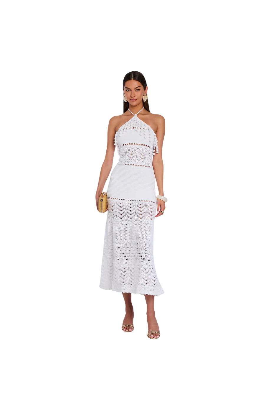 Perette crocheted cotton maxi dress in white