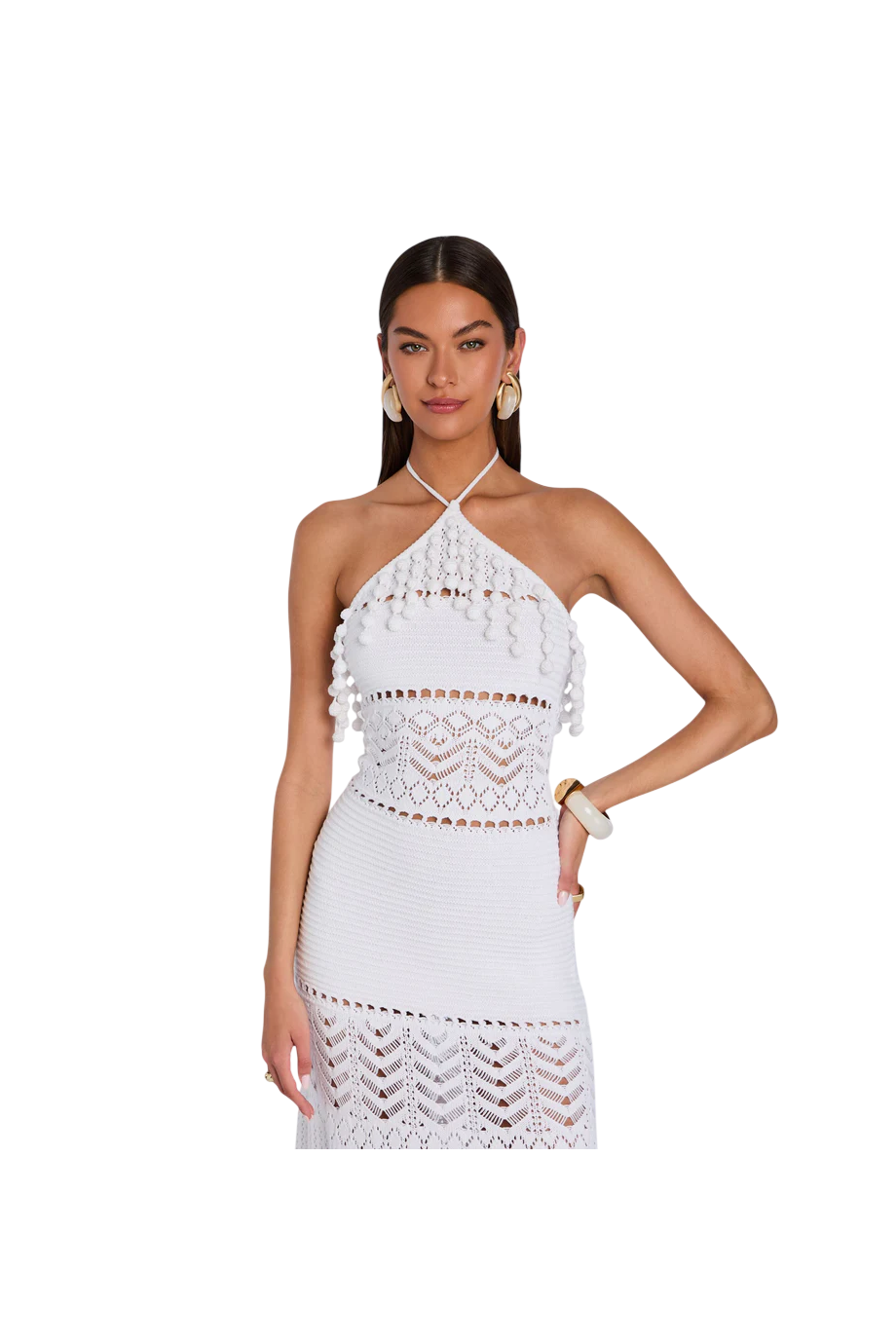 Perette crocheted cotton maxi dress in white