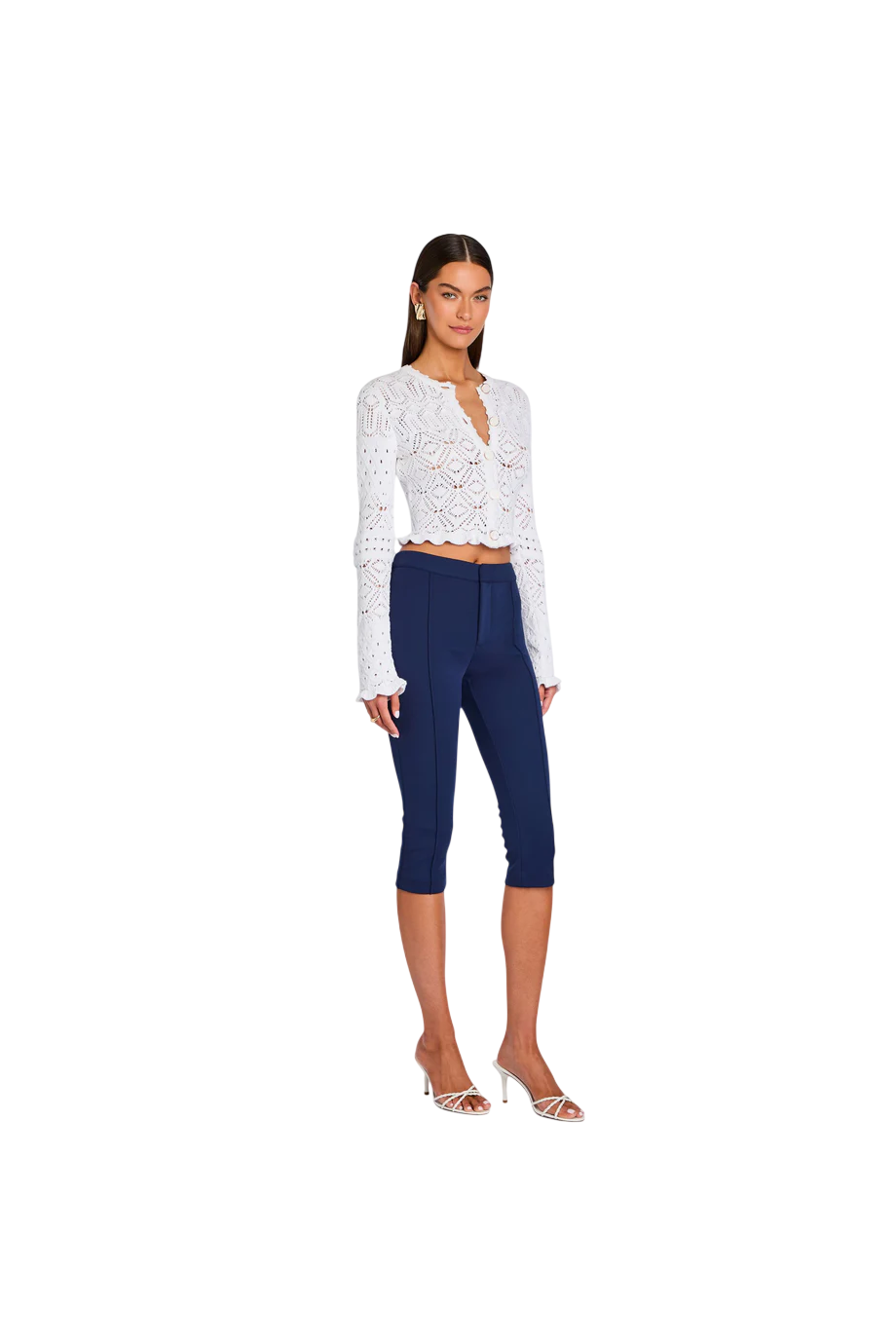 Giuliana crocheted cotton cardigan in white