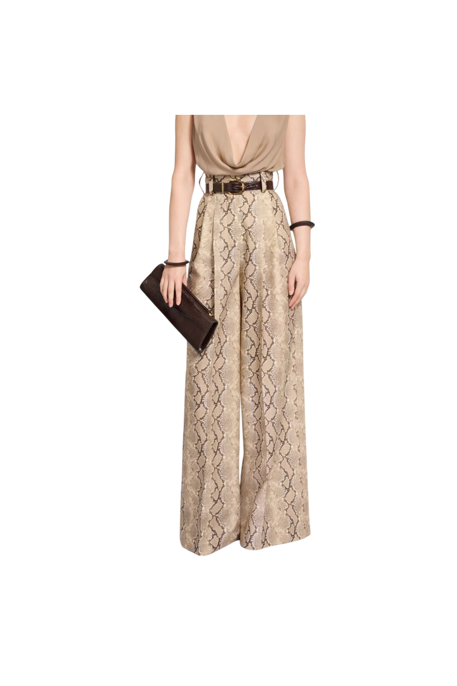 Virgon wool.printed pants in python