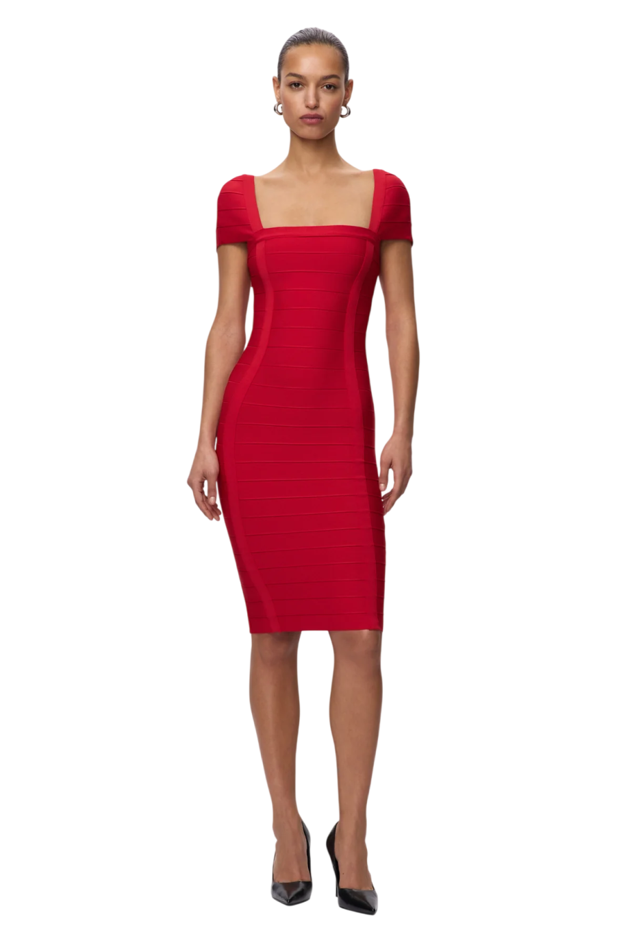 The Premier bandage midi dress in chilli
