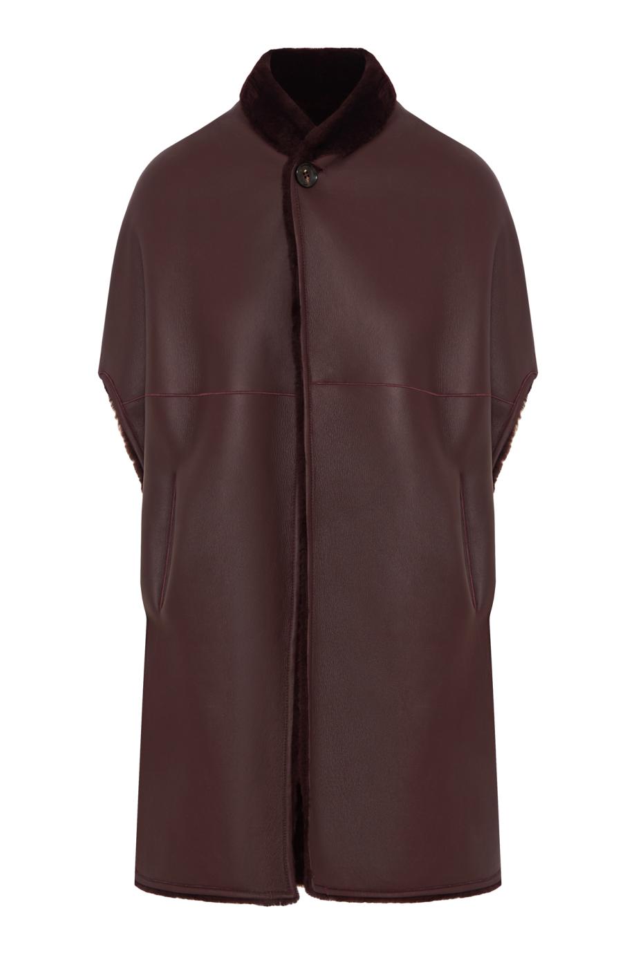 Shearling coat in bordeaux 
