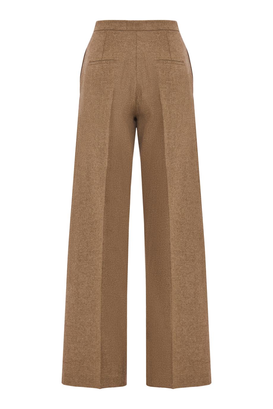 Fishbone cashmere and wool pants in marrone