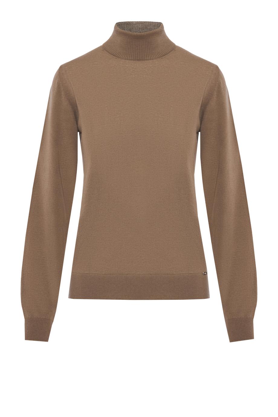 Knitted cashmere turtleneck sweater in taupe