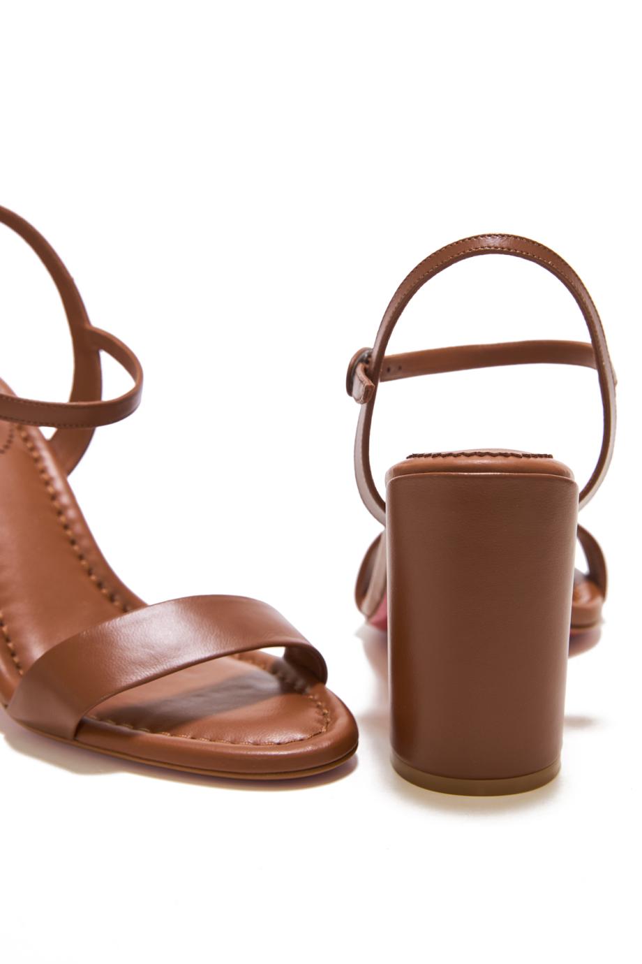 Jane 85 leather sandals in cuoio