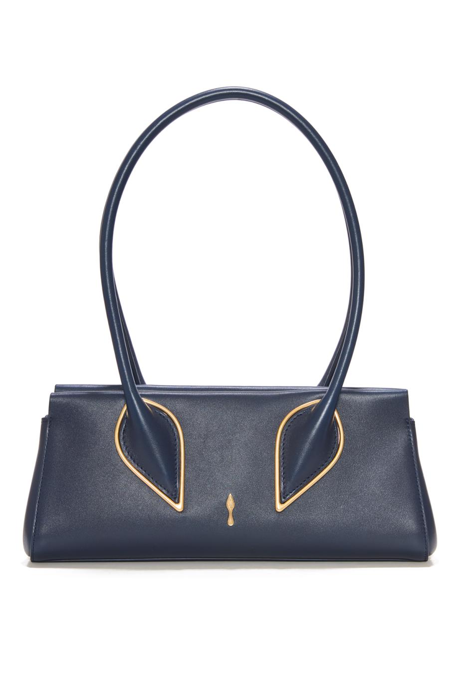 Venus leather top handle bag in marine