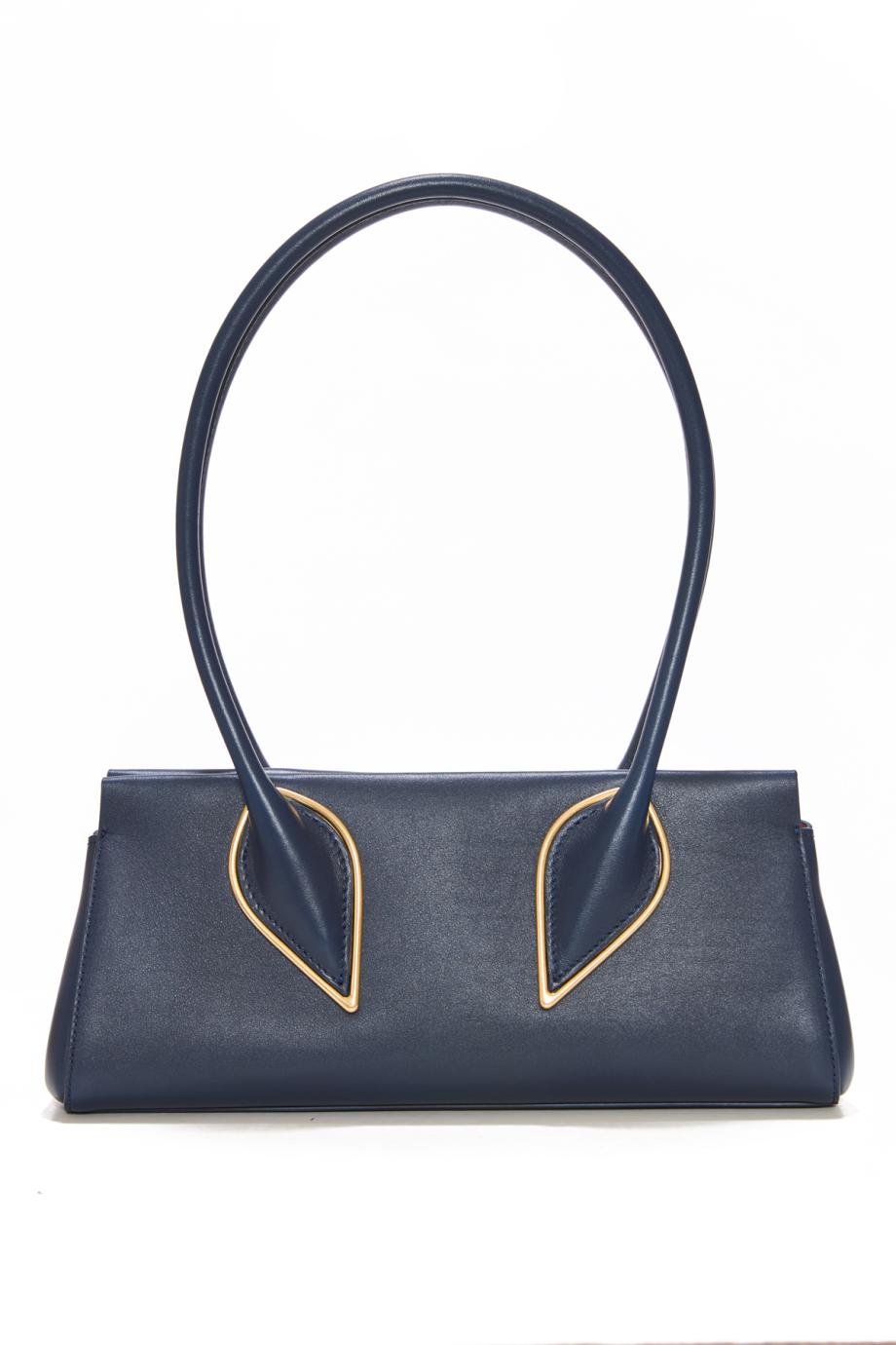 Venus leather top handle bag in marine