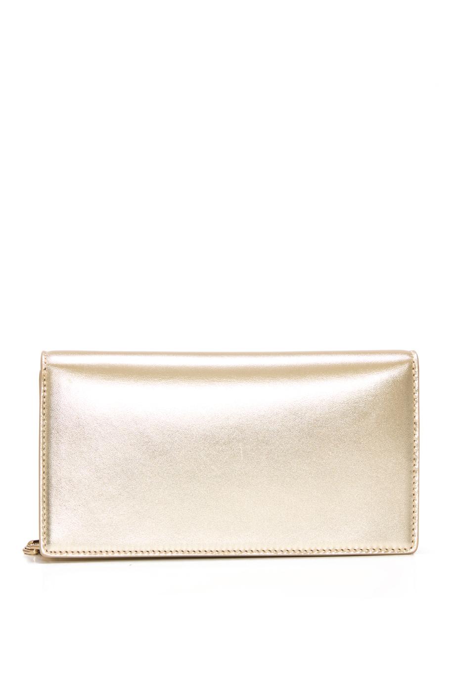 Bettina metallic leather clutch in gold