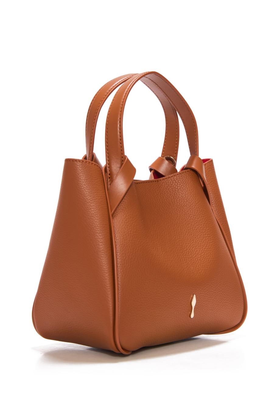 Bettina embellished mini leather tote in cuoio