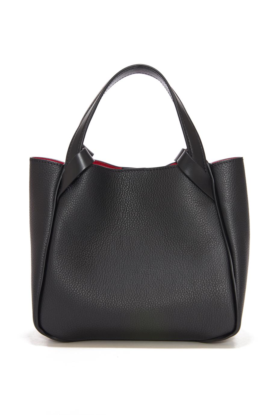 Bettina embellished mini leather tote in black