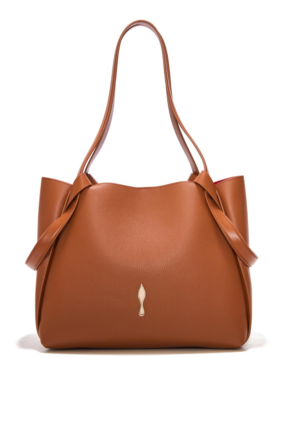Bettina embellished small leather tote in cuoio