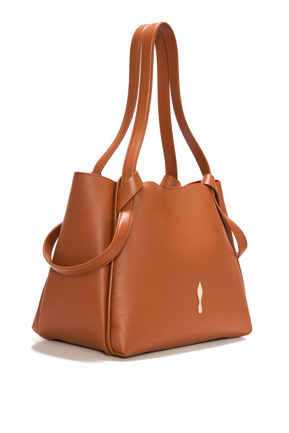 Bettina embellished small leather tote in cuoio