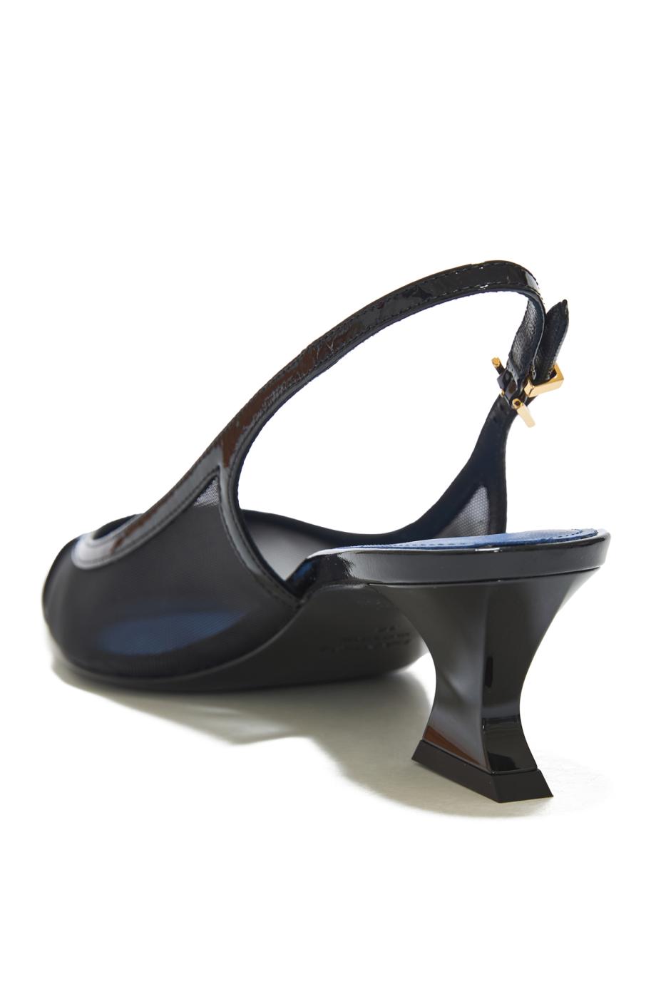 Slingback Noctume mesh and patent-leather pumps in black