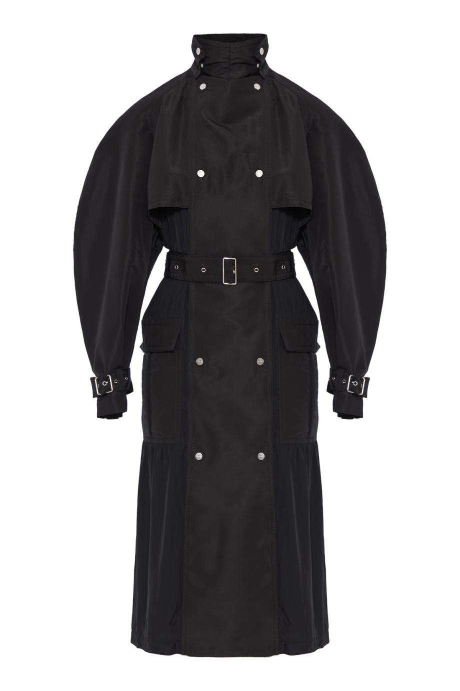 Silk trench coat in black