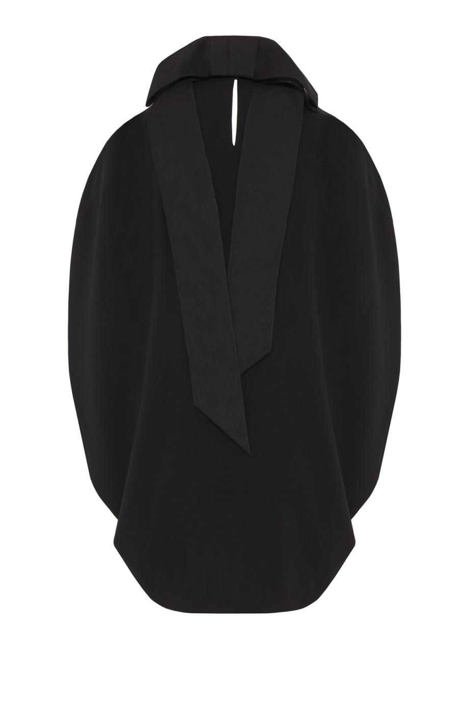 High-neck crepe blouse in black