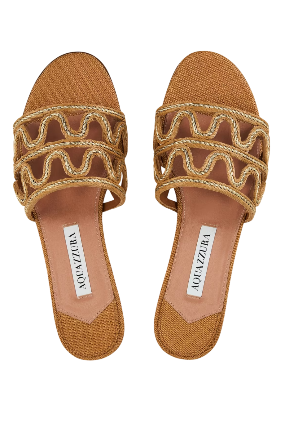 Manuas raffia and leather sandals in cognac