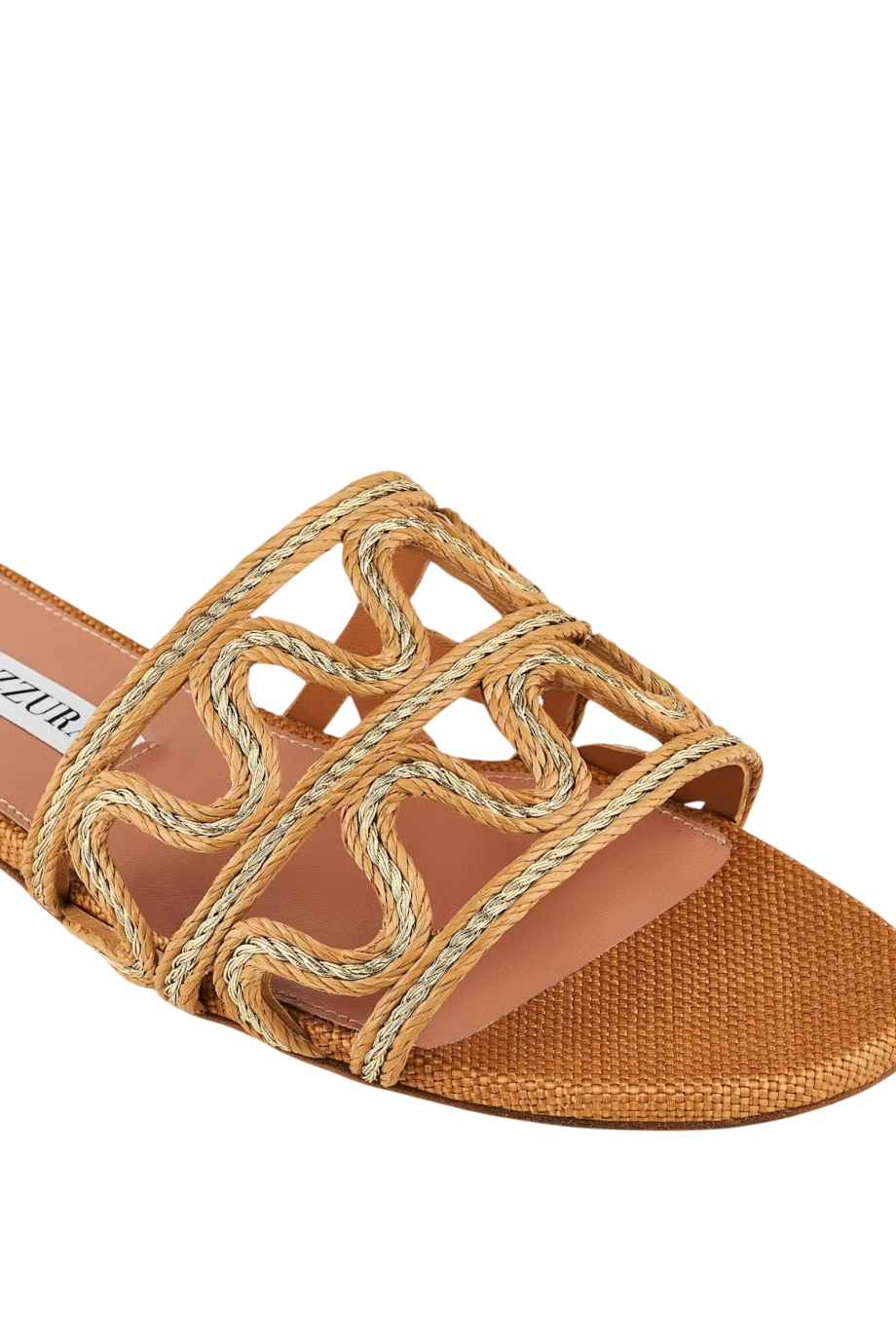 Manuas raffia and leather sandals in cognac