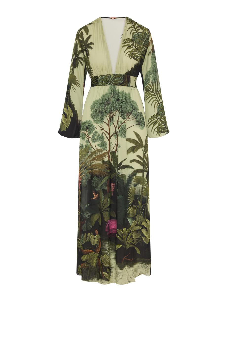 Rodeo Rhythms printed silk kaftan in green