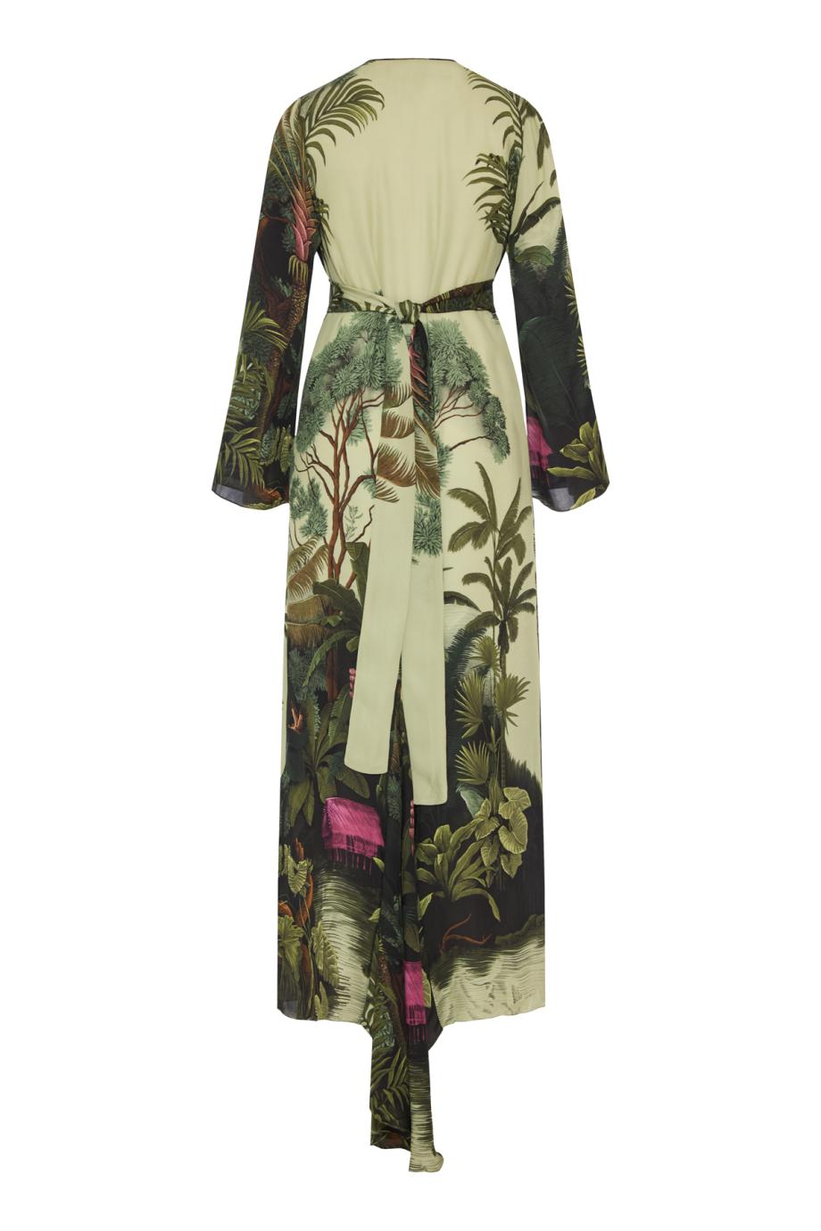 Rodeo Rhythms printed silk kaftan in green