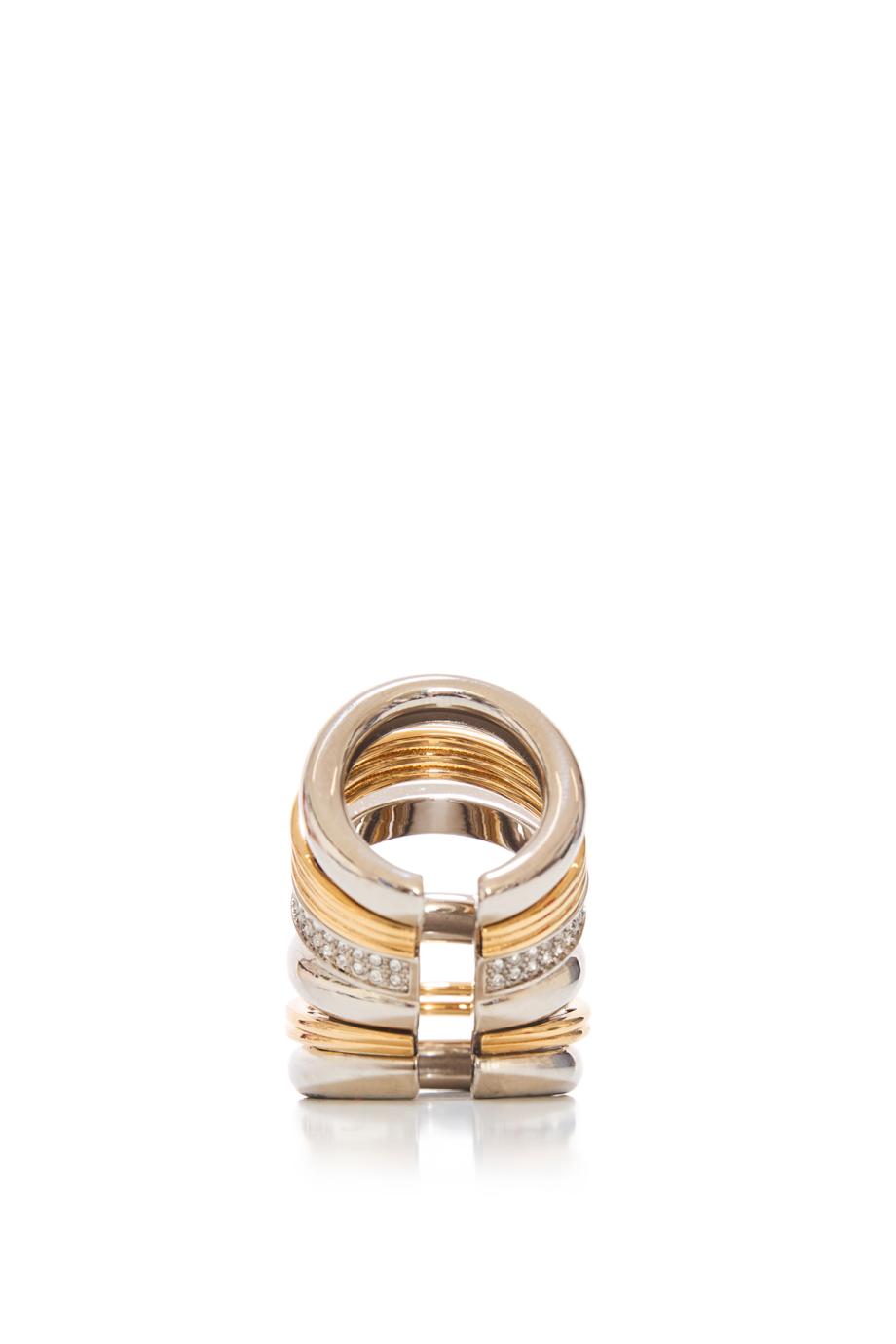 Boucle D'oreil embellished ring in gold and silver