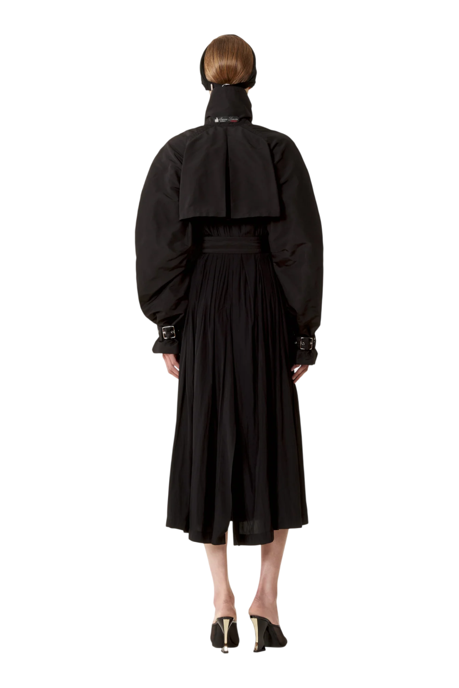Silk trench coat in black