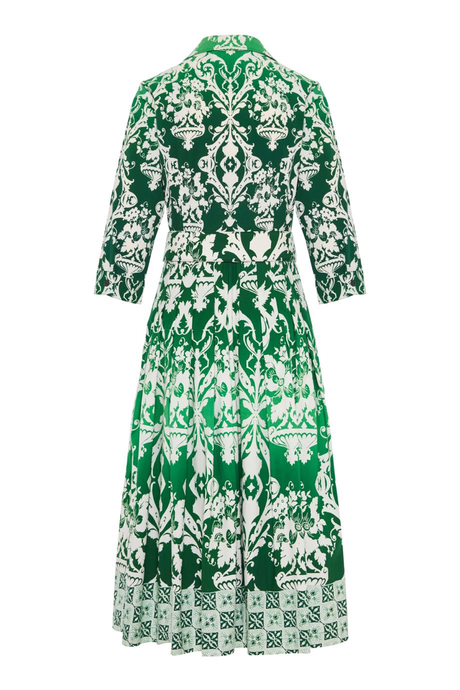 Audrey printed cotton midi shirt dress in green