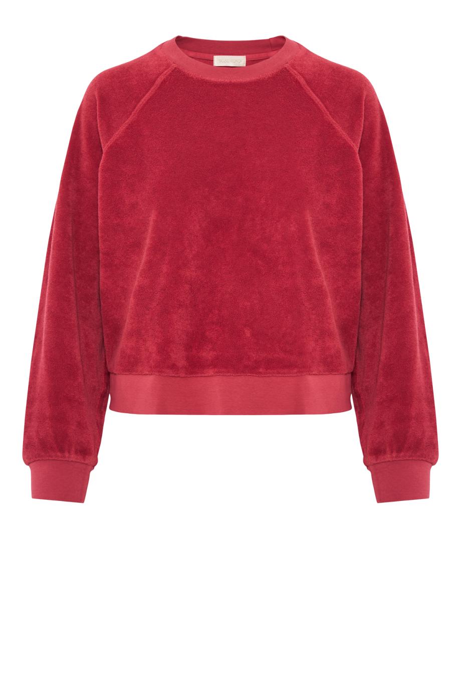 Corfu cotton-blend terry sweater in framboise