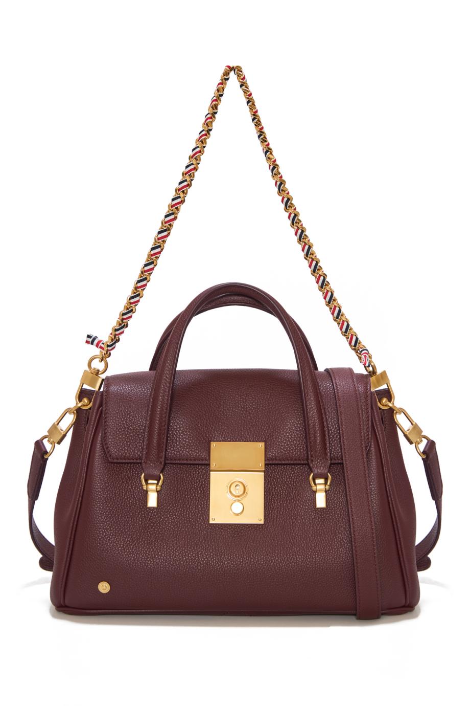 Bolton small shoulder bag in Soft Pebble grain leather in burgundy