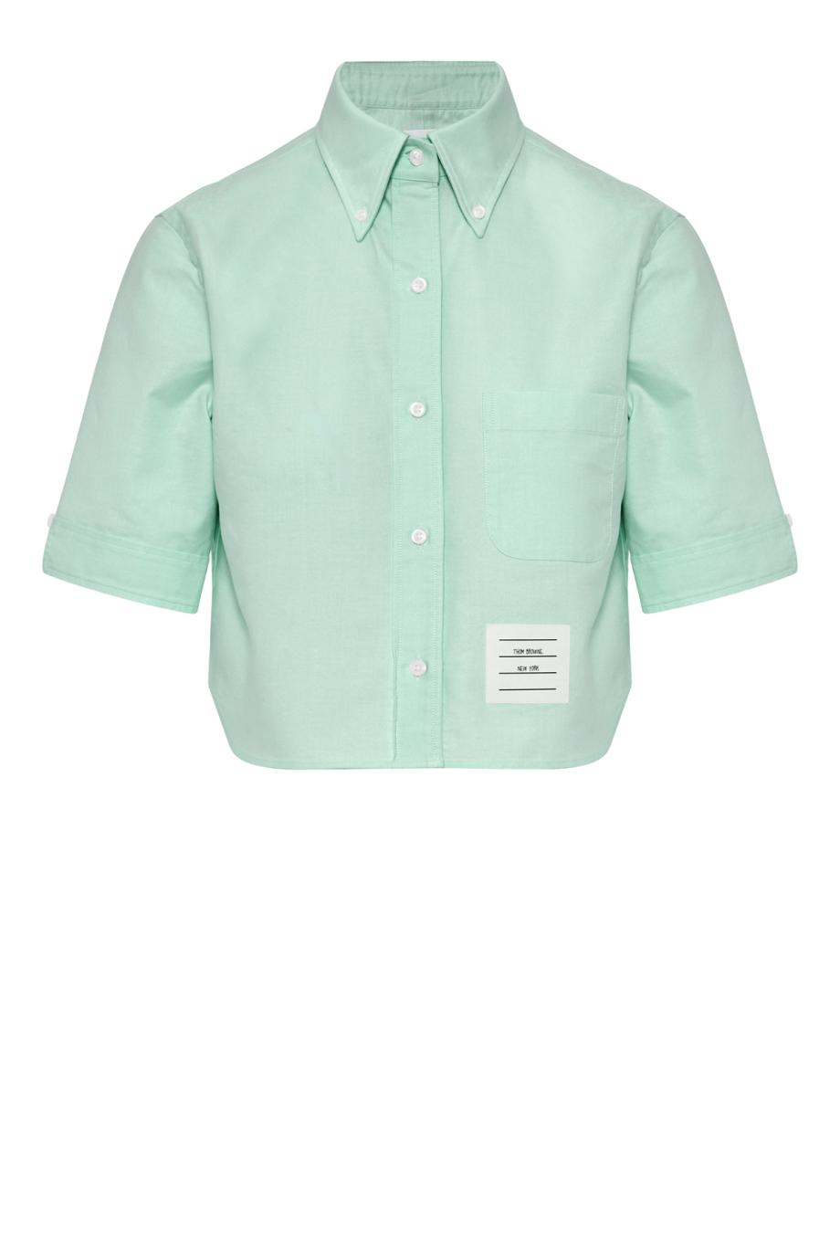 Cropped cotton shirt in green