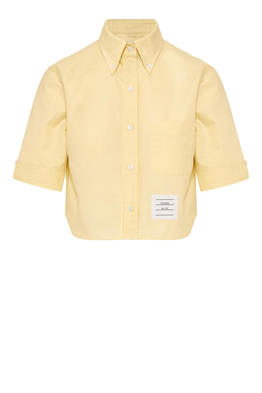 Cropped cotton shirt in green