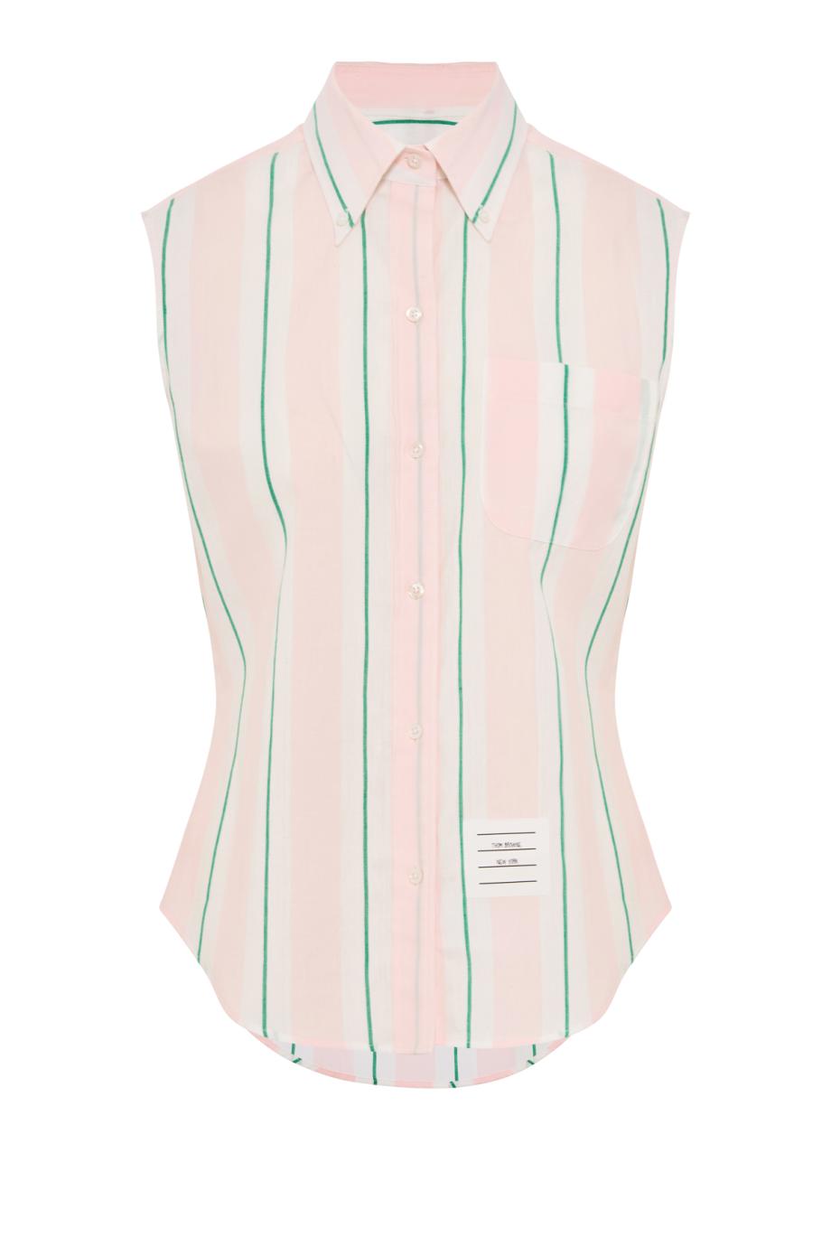 Striped cotton sleeveless shirt in pink