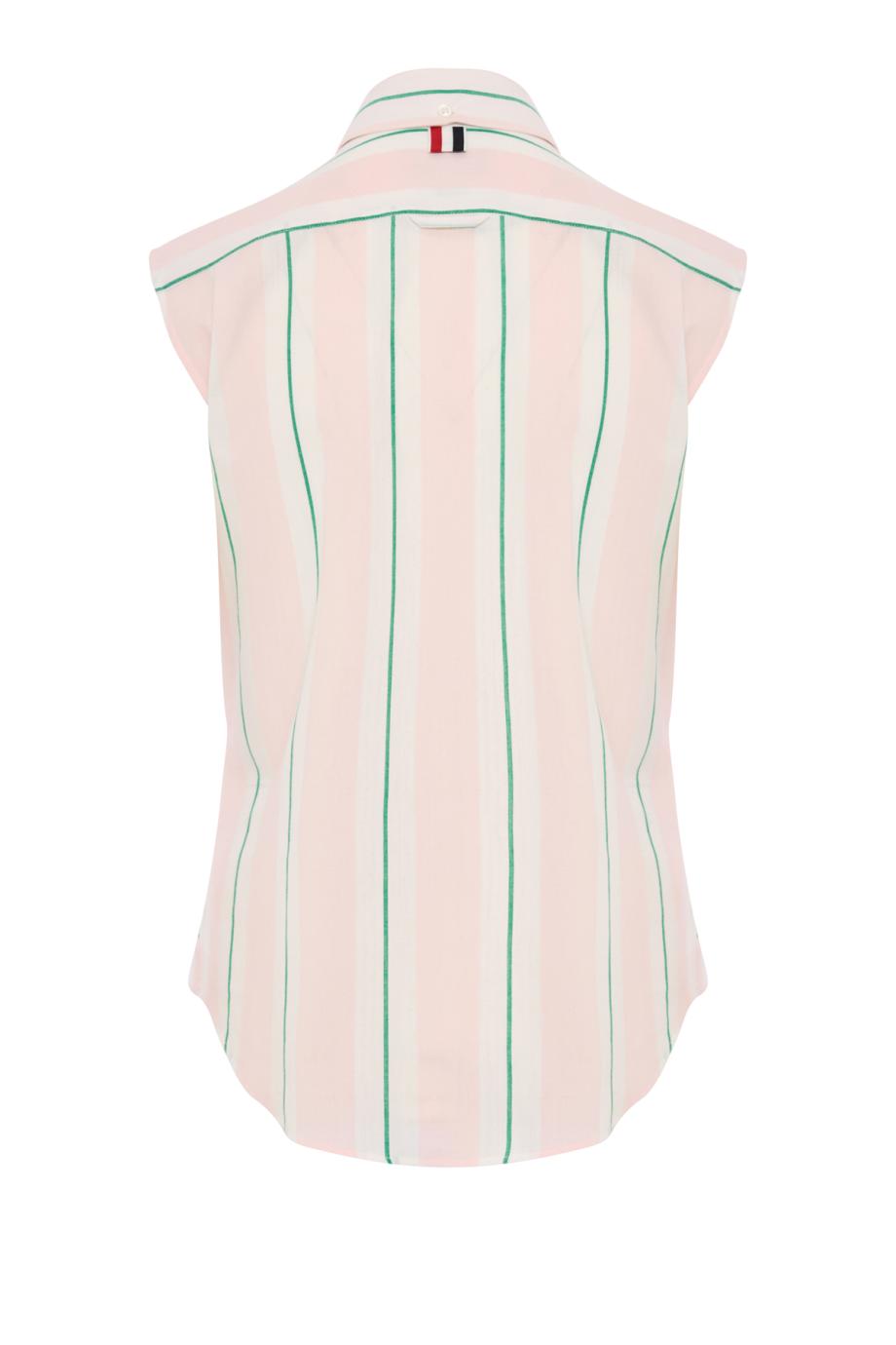 Striped cotton sleeveless shirt in pink