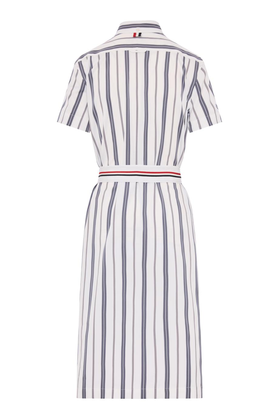 Striped cotton midi shirt dress in gray