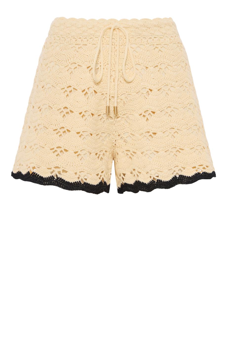 Aster crochet-cotton shorts in cream